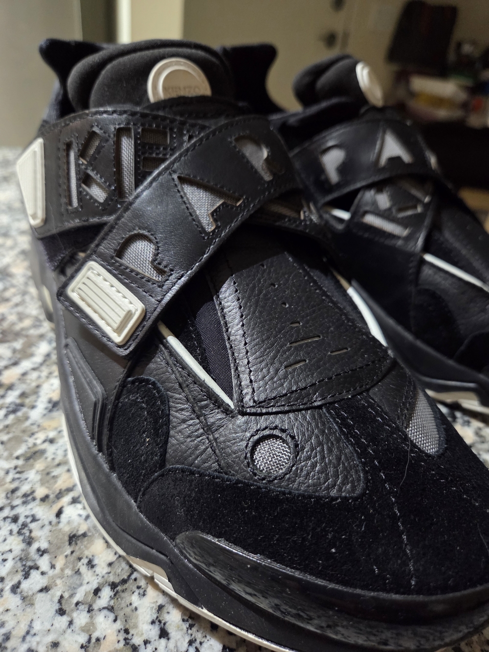 Kenzo Black Paris Logo Strap Sneakers